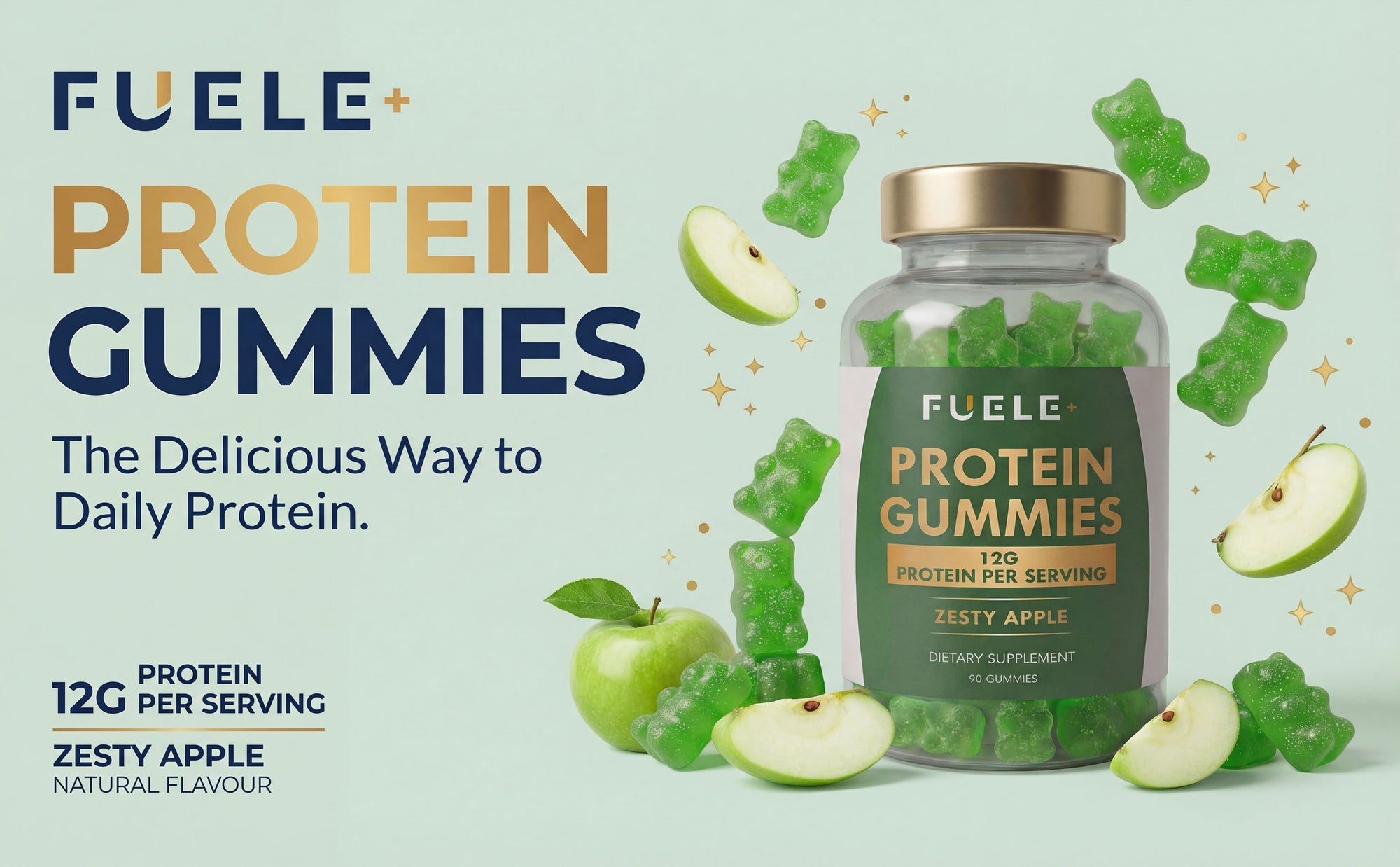 FUELE+ Zesty Apple Protein Gummies – 12g Protein per Serving