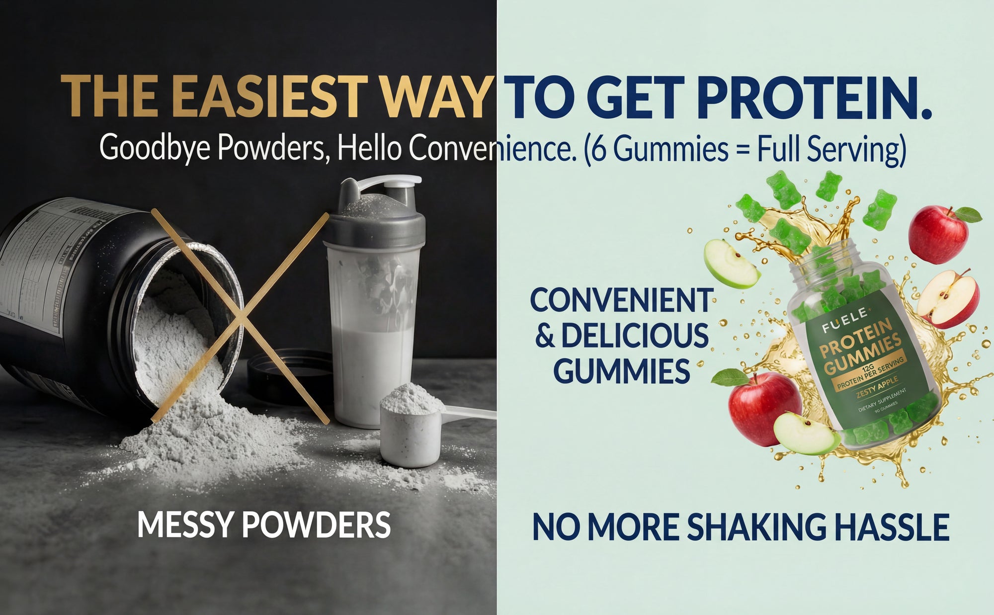 FUELE+ Zesty Apple Protein Gummies – 12g Protein per Serving