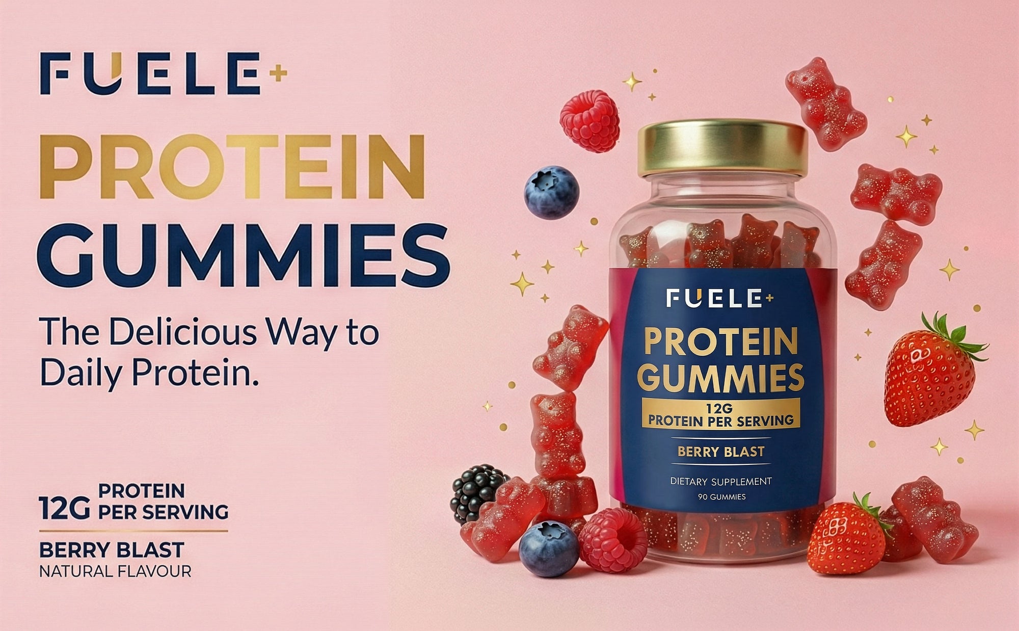 FUELE+ Berry Blast Protein Gummies – 12g Protein per Serving