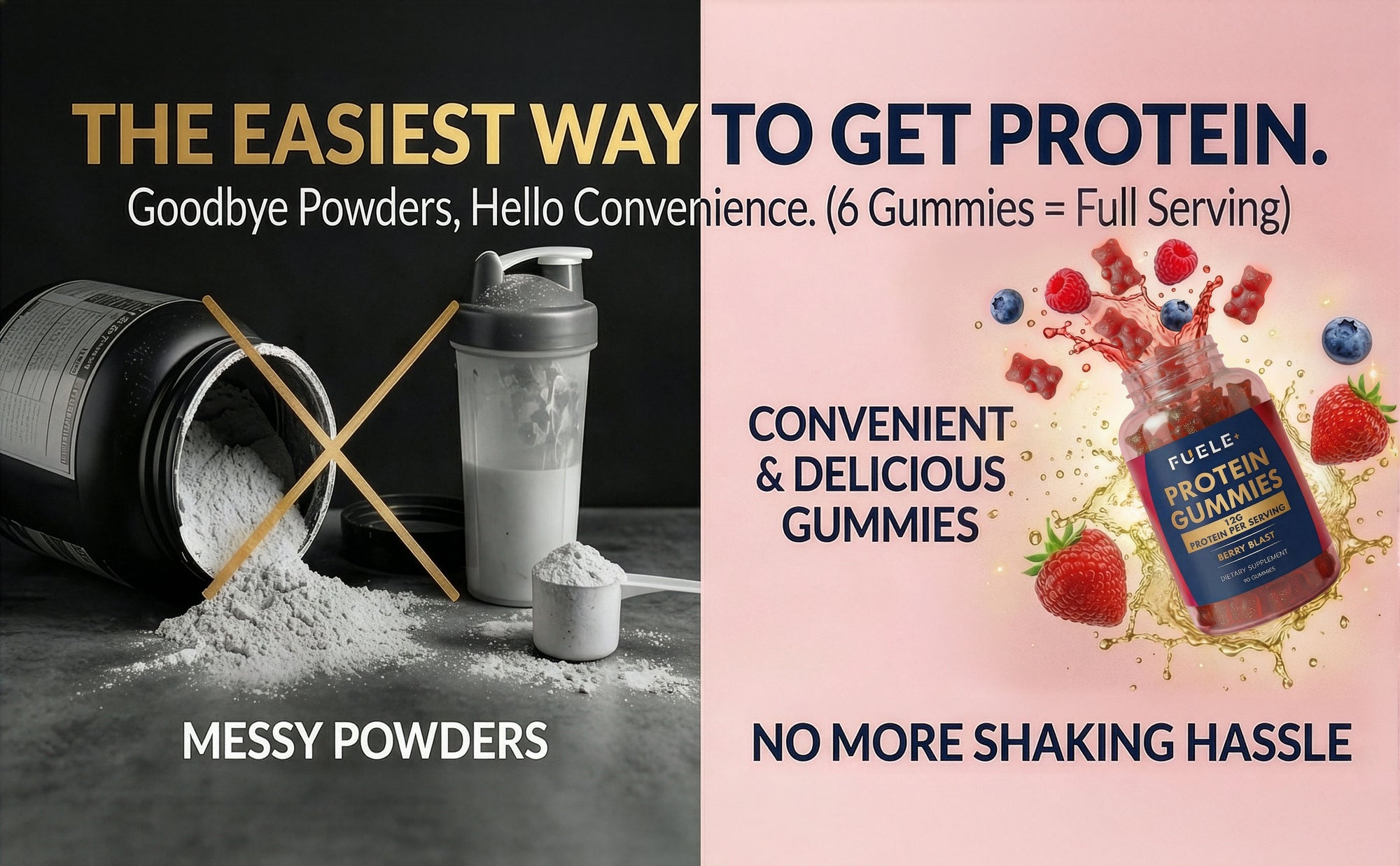 FUELE+ Berry Blast Protein Gummies – 12g Protein per Serving