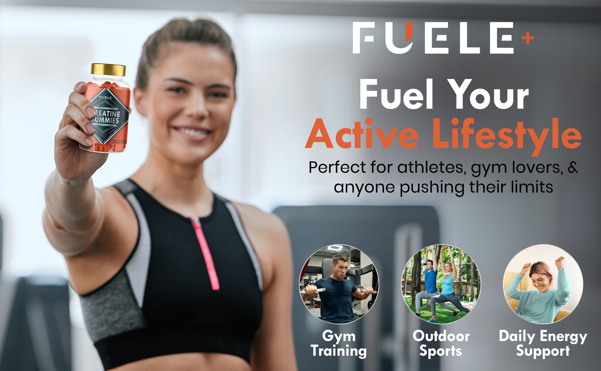 FUELE+ Citrus Rush Creatine Gummies – 5,000 mg Creatine per Serving