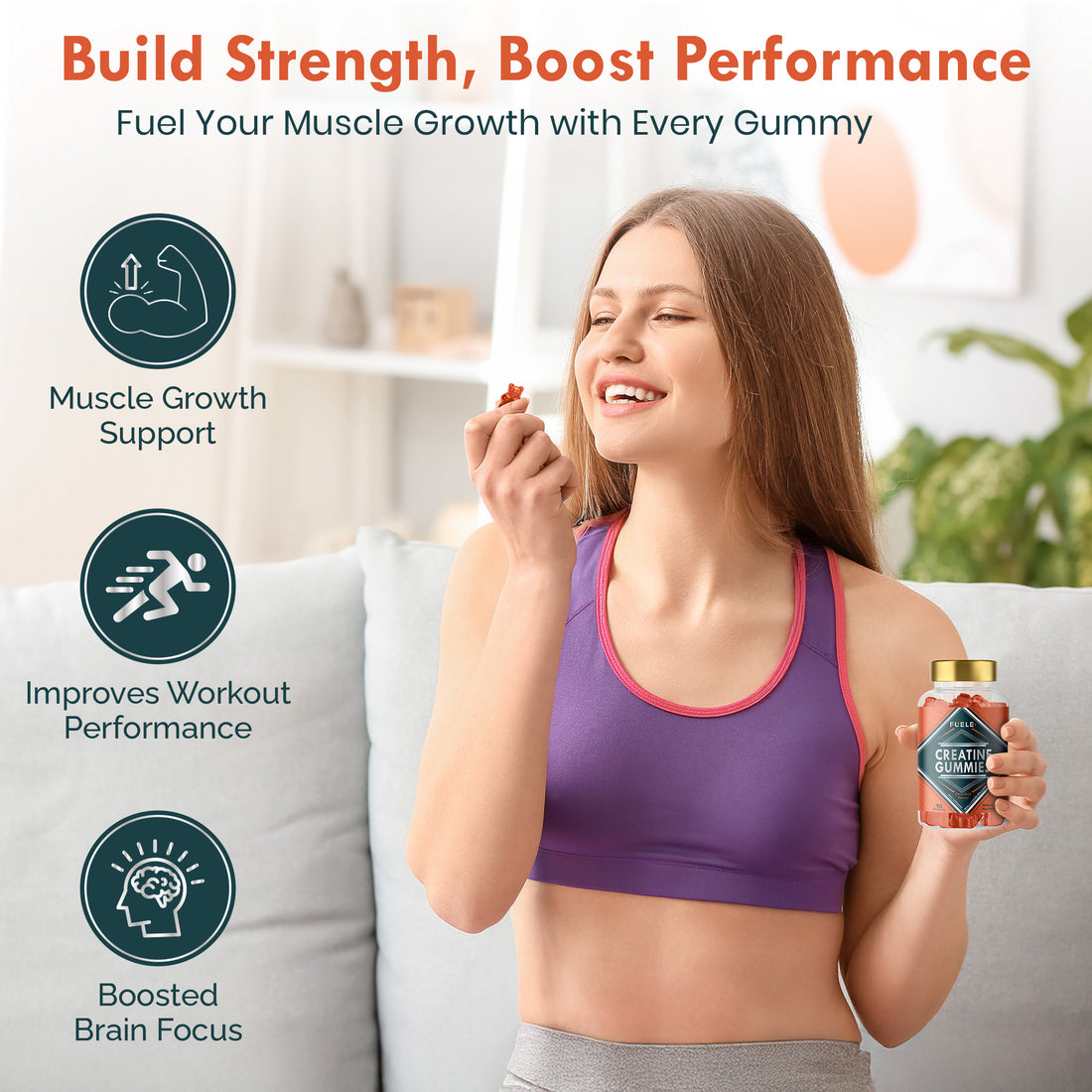 FUELE+ Citrus Rush Creatine Gummies – Build Muscle, Energy & Endurance