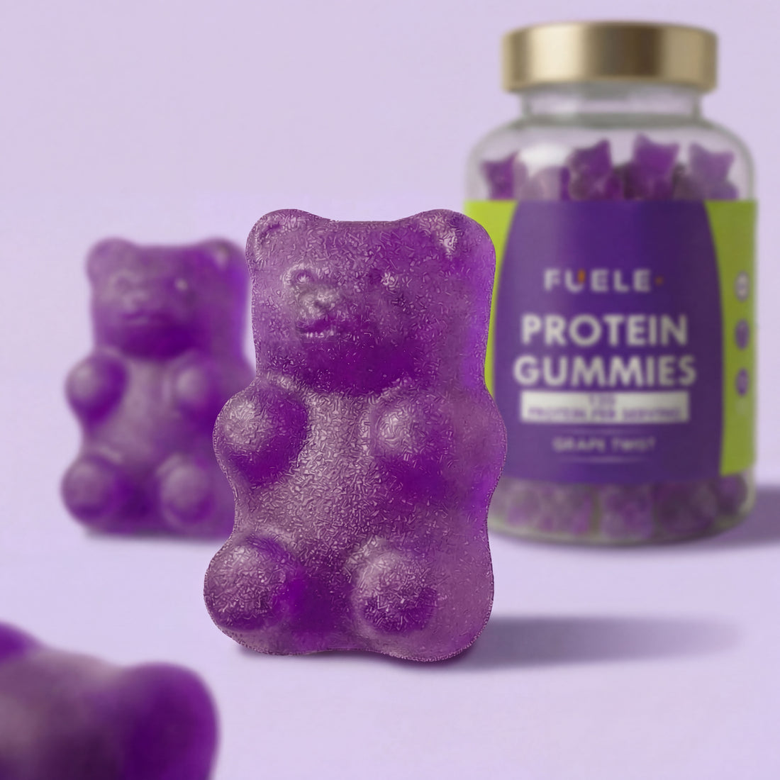 FUELE+ Grape Twist Protein Gummies – 12g Protein per Serving, Chewable Supplement