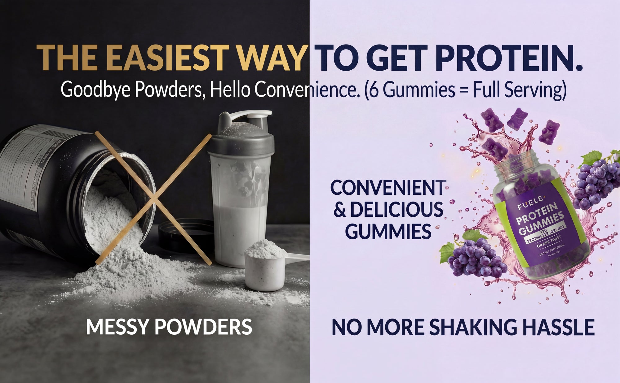 FUELE+ Grape Twist Protein Gummies – 12g Protein per Serving