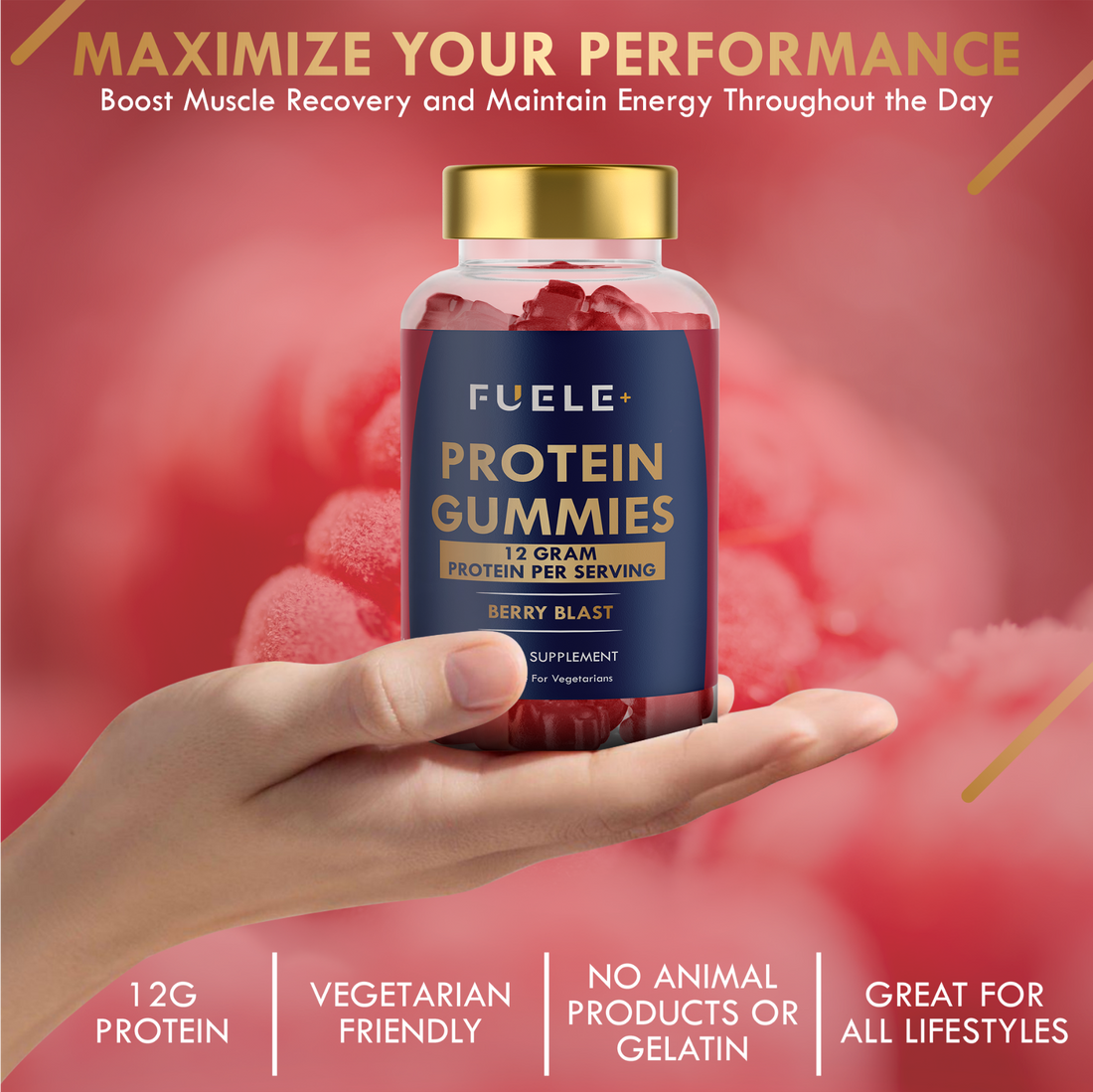 FUELE+ Berry Blast Protein Gummies – Muscle Recovery & Energy Boost